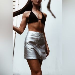 SHEIN X Asavvy Zip Up PU Leather Bodycon Skirt